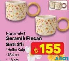 KERAMİKA SERAMİK FİNCAN SETİ 2'Lİ 184 CC 8 CM